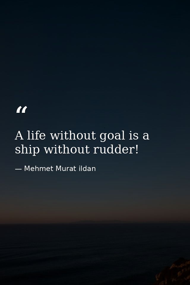 A life without goal is a ship without rudder! — Mehmet Murat ildan