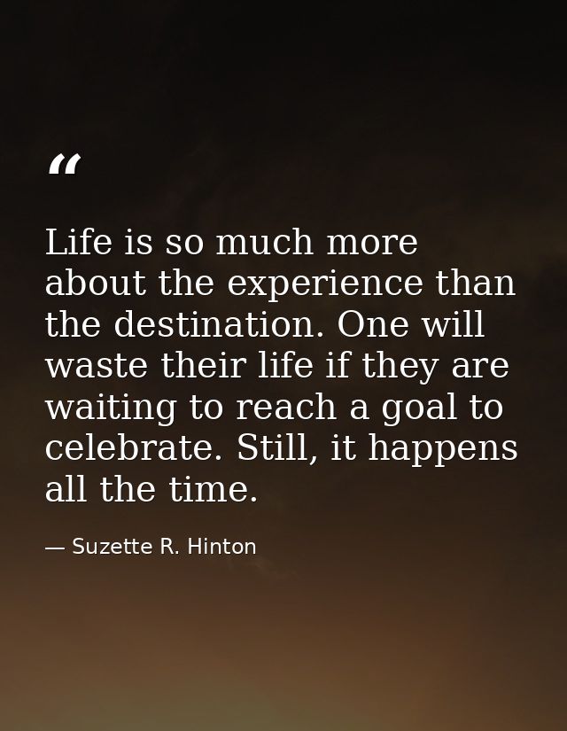 Life is so much more about the experience than the destination. One will waste their life if they are waiting to reach a — Suzette R. Hinton