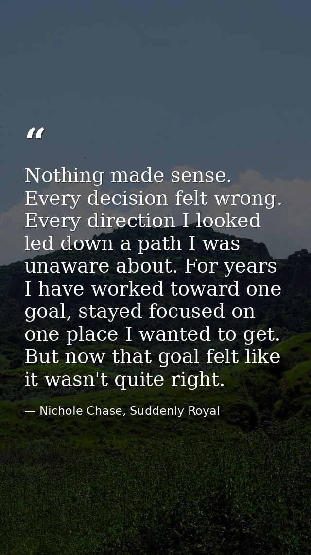 Nothing made sense. Every decision felt wrong. Every direction I looked led down a path I was unaware about. For years I — Nichole Chase, Suddenly Royal