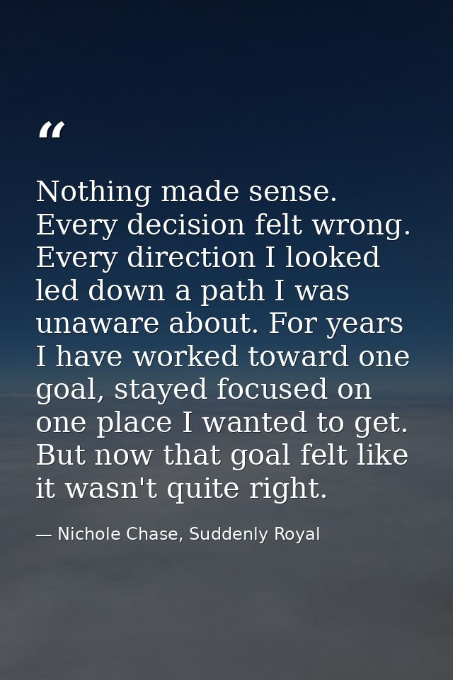 Nothing made sense. Every decision felt wrong. Every direction I looked led down a path I was unaware about. For years I — Nichole Chase, Suddenly Royal