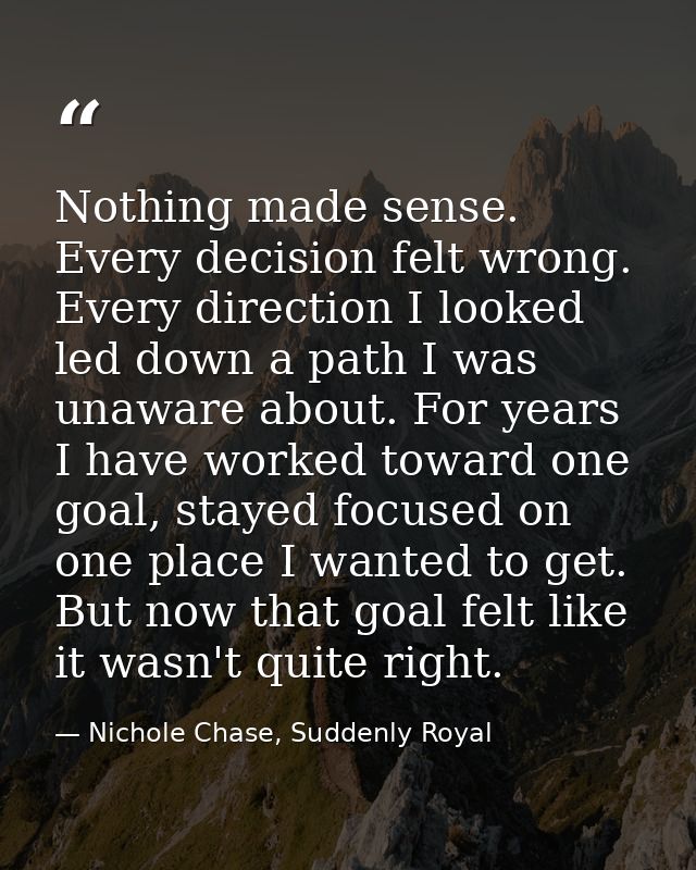 Nothing made sense. Every decision felt wrong. Every direction I looked led down a path I was unaware about. For years I — Nichole Chase, Suddenly Royal