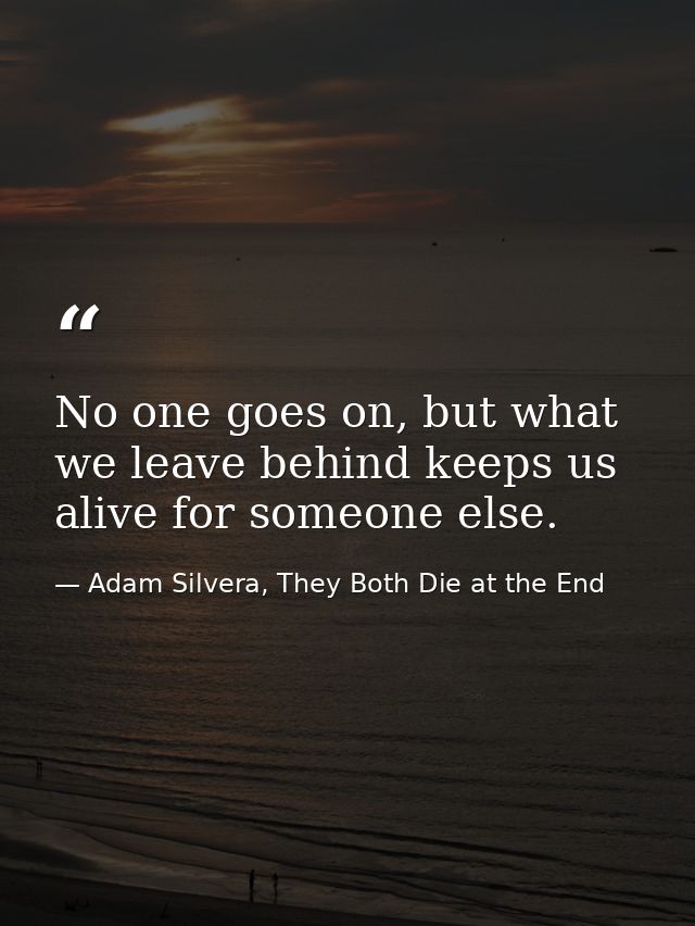 No one goes on, but what we leave behind keeps us alive for someone else. — Adam Silvera, They Both Die at the End