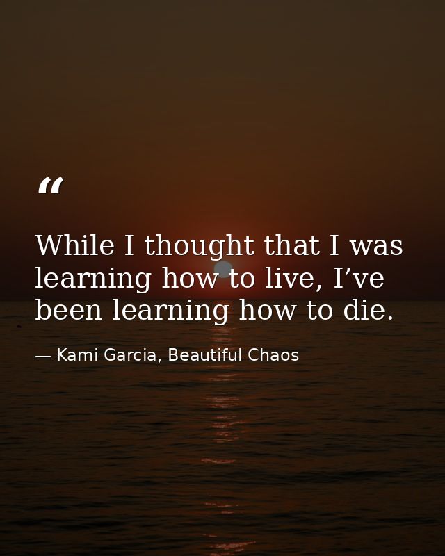 While I thought that I was learning how to live, I’ve been learning how to die. — Kami Garcia, Beautiful Chaos