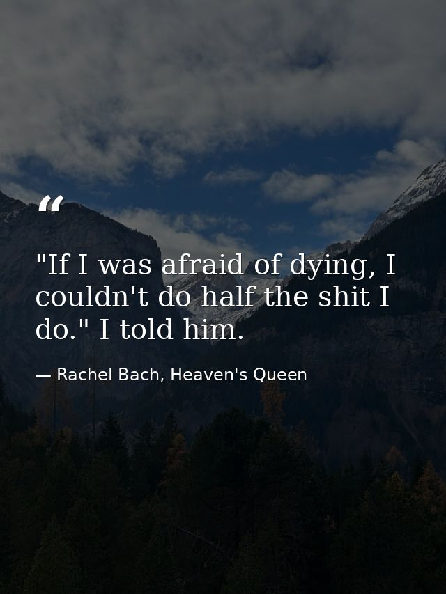 ​"If I was afraid of dying, I couldn't do half the shit I do." I told him. — Rachel Bach, Heaven's Queen
