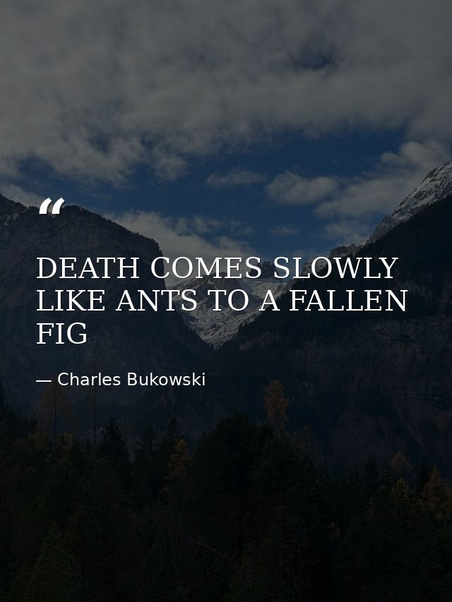 DEATH COMES SLOWLY LIKE ANTS TO A FALLEN FIG — Charles Bukowski