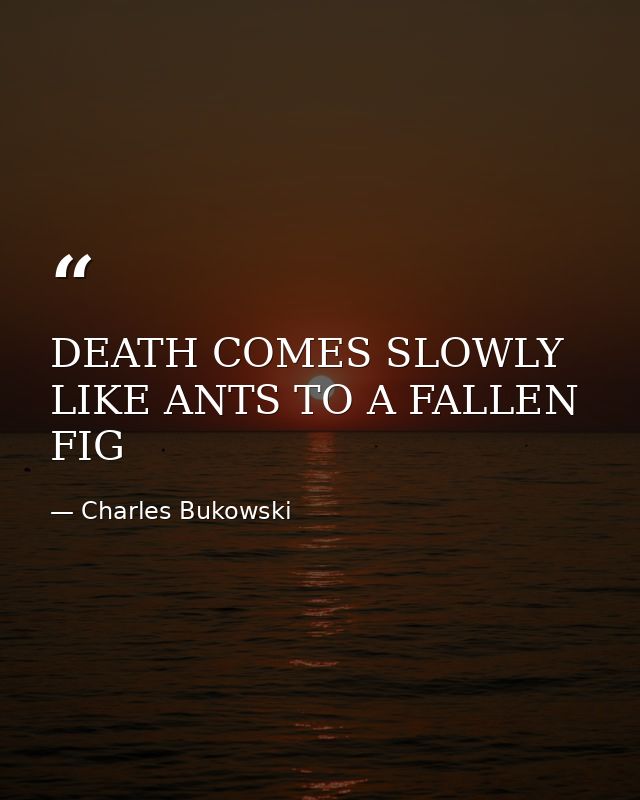 DEATH COMES SLOWLY LIKE ANTS TO A FALLEN FIG — Charles Bukowski