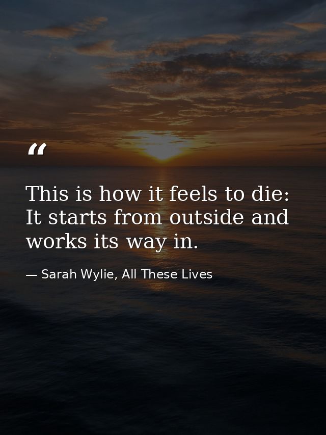 This is how it feels to die: It starts from outside and works its way in. — Sarah Wylie, All These Lives