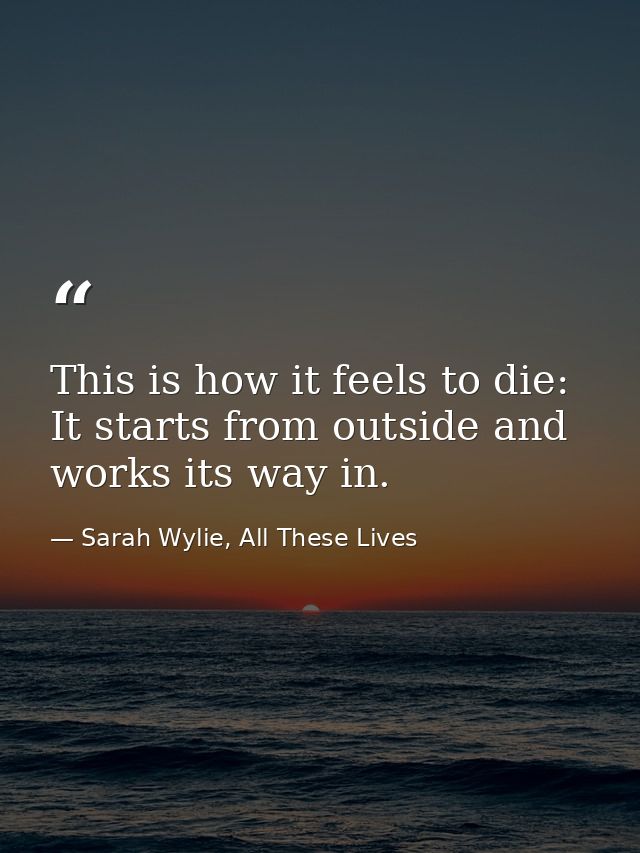 This is how it feels to die: It starts from outside and works its way in. — Sarah Wylie, All These Lives