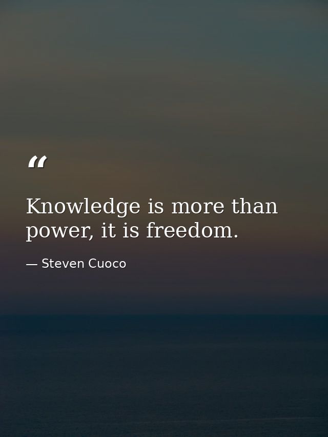 Knowledge is more than power, it is freedom. — Steven Cuoco