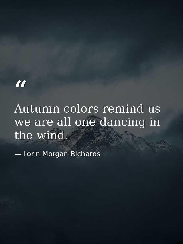 Autumn colors remind us we are all one dancing in the wind. — Lorin Morgan-Richards