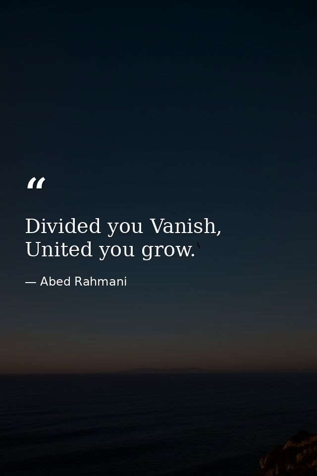 Divided you Vanish, United you grow. — Abed Rahmani