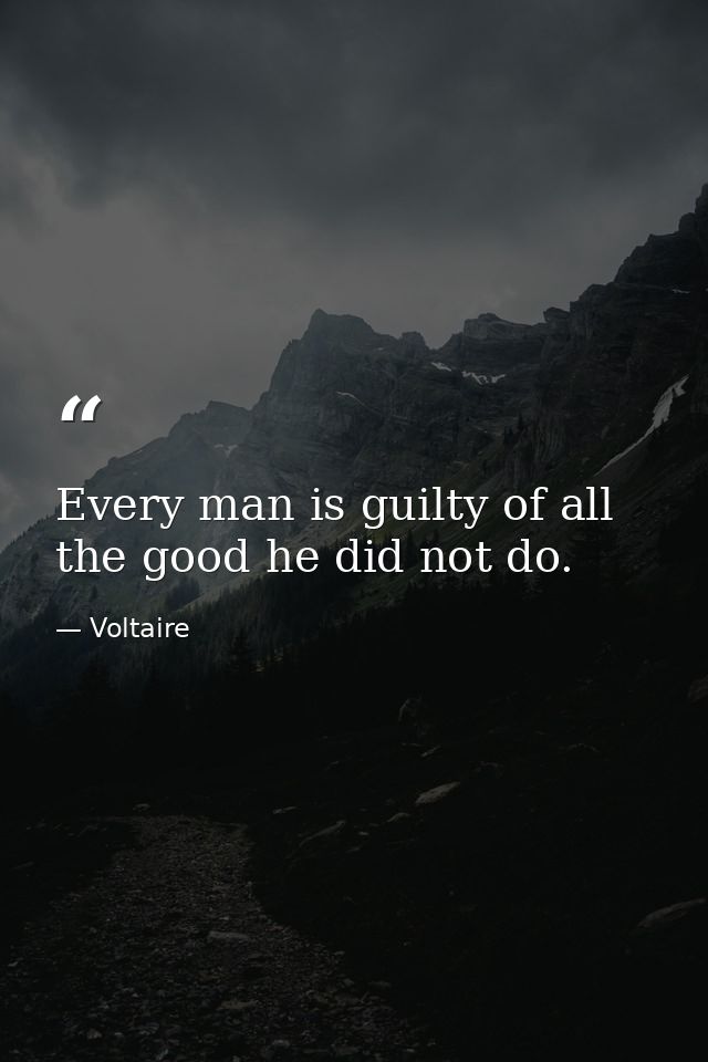 Every man is guilty of all the good he did not do. — Voltaire
