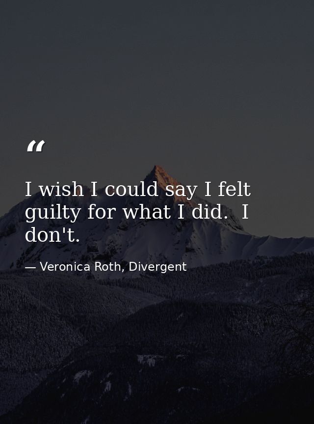 I wish I could say I felt guilty for what I did.  I don't. — Veronica Roth, Divergent