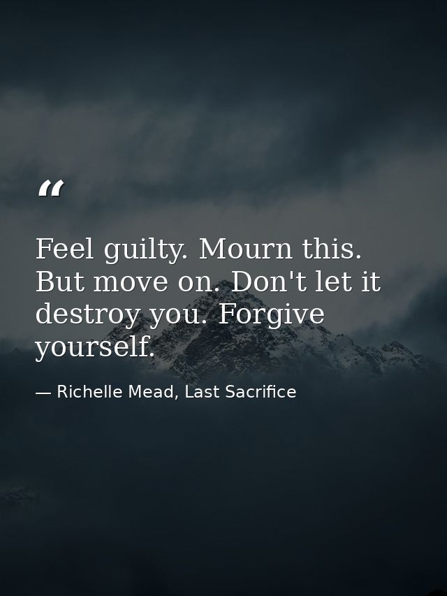 Feel guilty. Mourn this. But move on. Don't let it destroy you. Forgive yourself. — Richelle Mead, Last Sacrifice