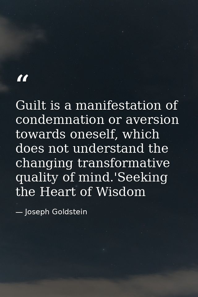 Guilt is a manifestation of condemnation or aversion towards oneself, which does not understand the changing transformat — Joseph Goldstein