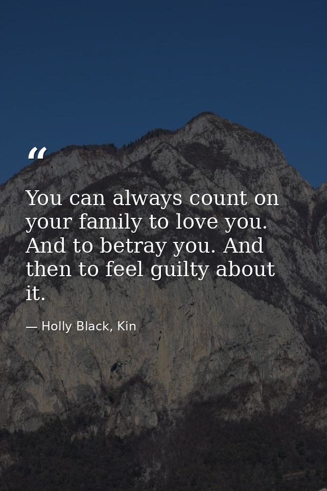 You can always count on your family to love you. And to betray you. And then to feel guilty about it. — Holly Black, Kin
