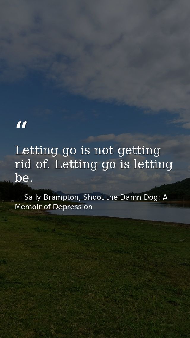Letting go is not getting rid of. Letting go is letting be. — Sally Brampton, Shoot the Damn Dog: A Memoir of Depression