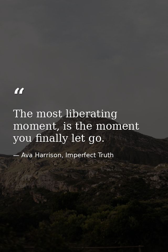The most liberating moment, is the moment you finally let go. — Ava Harrison, Imperfect Truth