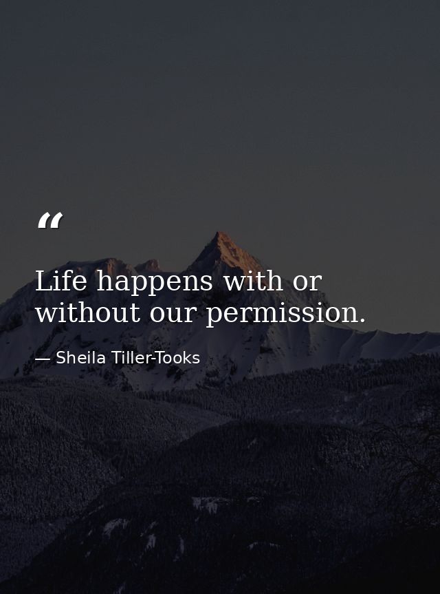 Life happens with or without our permission. — Sheila Tiller-Tooks