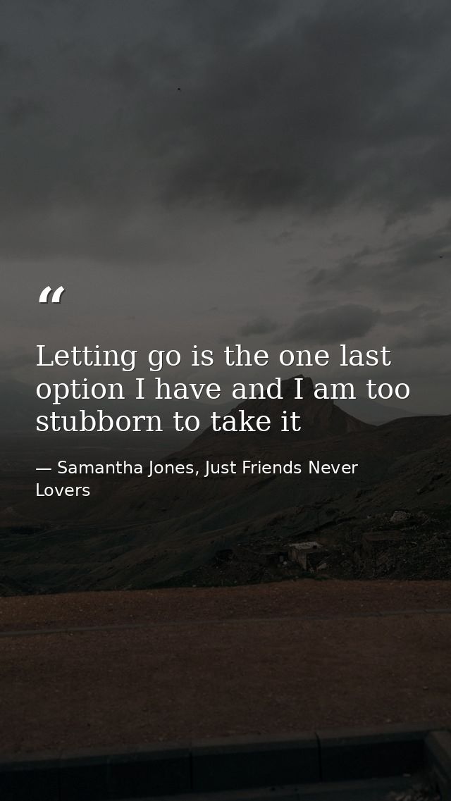 Letting go is the one last option I have and I am too stubborn to take it — Samantha Jones, Just Friends Never Lovers