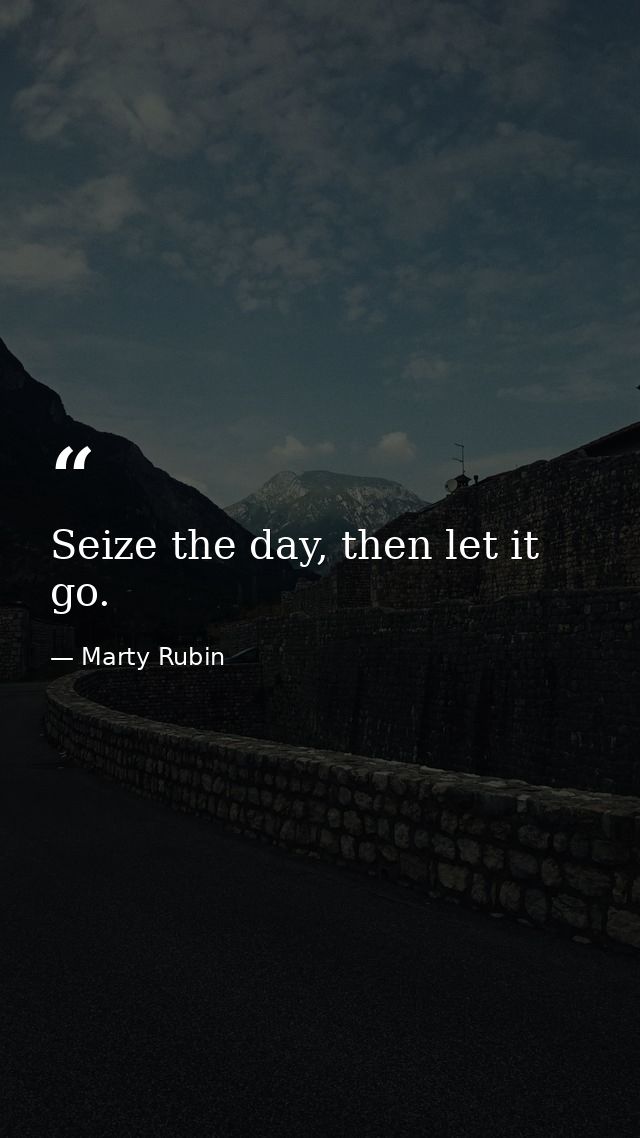 Seize the day, then let it go. — Marty Rubin