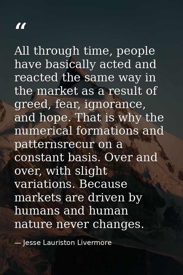 All through time, people have basically acted and reacted the same way in the market as a result of greed, fear, ignoran — Jesse Lauriston Livermore