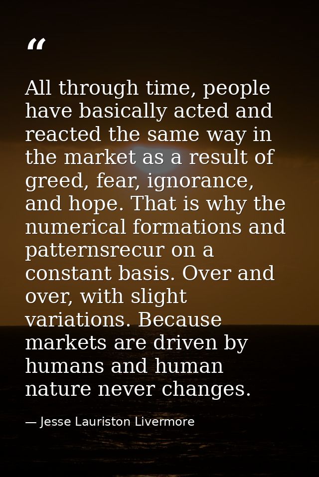 All through time, people have basically acted and reacted the same way in the market as a result of greed, fear, ignoran — Jesse Lauriston Livermore