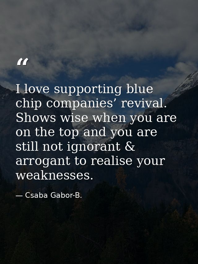 I love supporting blue chip companies’ revival. Shows wise when you are on the top and you are still not ignorant & arro — Csaba Gabor-B.
