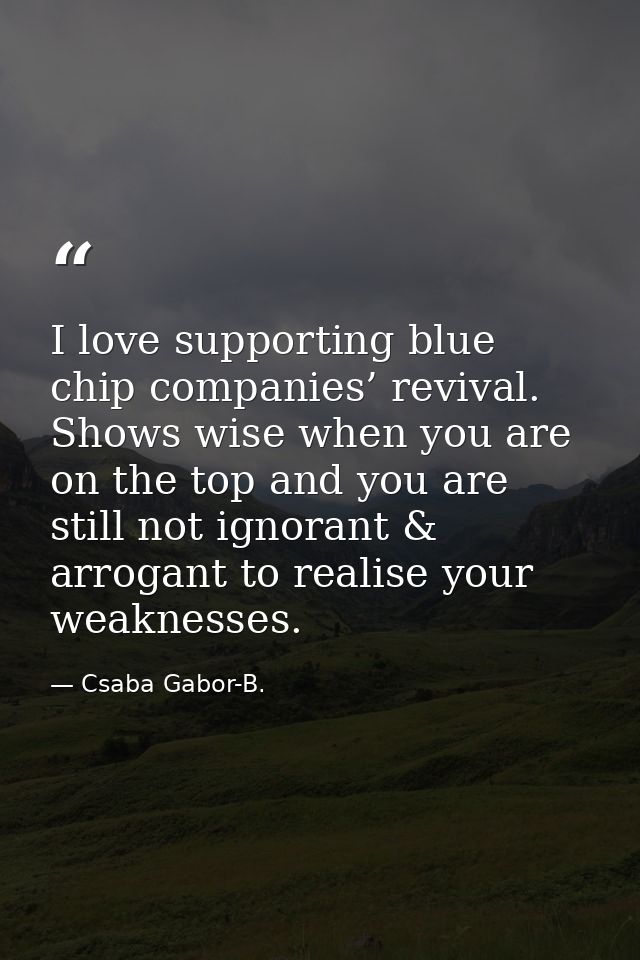 I love supporting blue chip companies’ revival. Shows wise when you are on the top and you are still not ignorant & arro — Csaba Gabor-B.