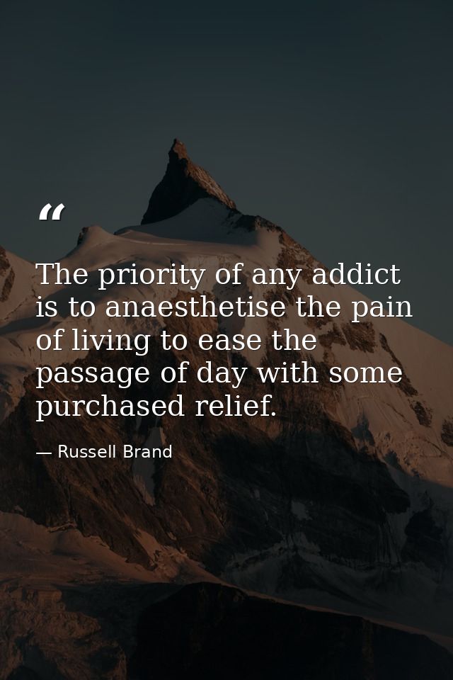 The priority of any addict is to anaesthetise the pain of living to ease the passage of day with some purchased relief. — Russell Brand