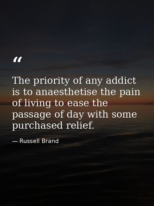The priority of any addict is to anaesthetise the pain of living to ease the passage of day with some purchased relief. — Russell Brand