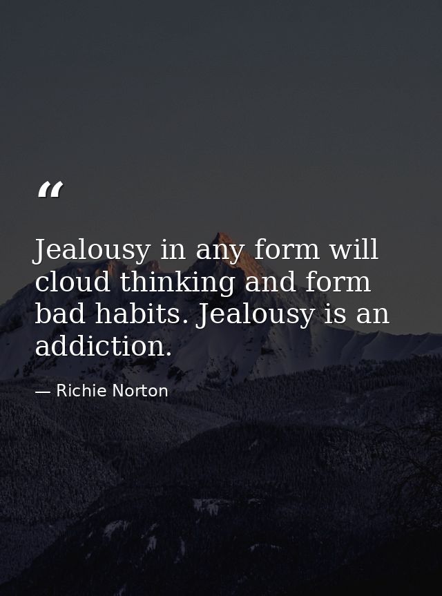 Jealousy in any form will cloud thinking and form bad habits. Jealousy is an addiction. — Richie Norton