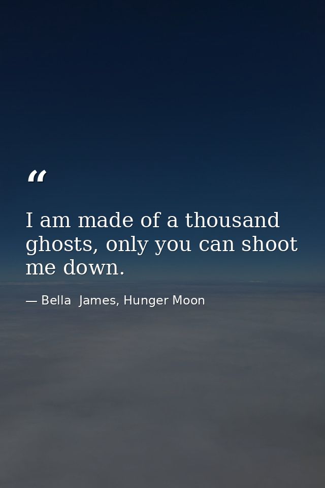 I am made of a thousand ghosts, only you can shoot me down. — Bella  James, Hunger Moon