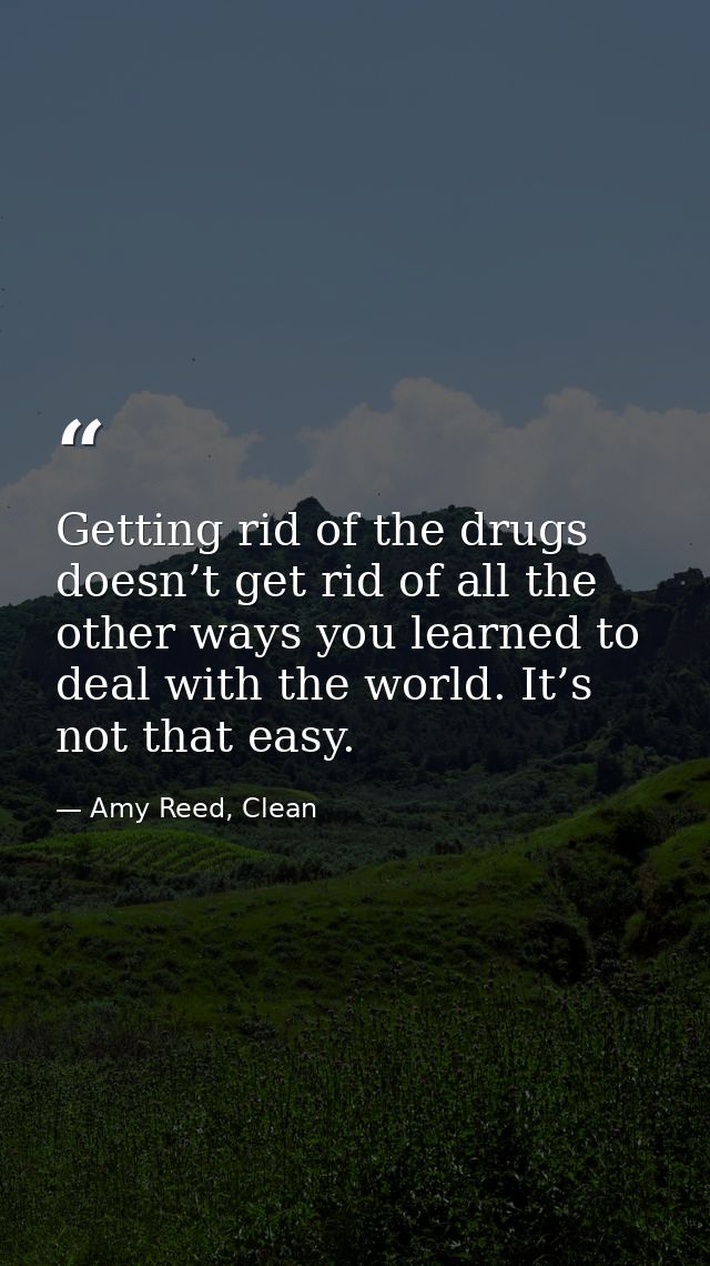 Getting rid of the drugs doesn’t get rid of all the other ways you learned to deal with the world. It’s not that easy. — Amy Reed, Clean