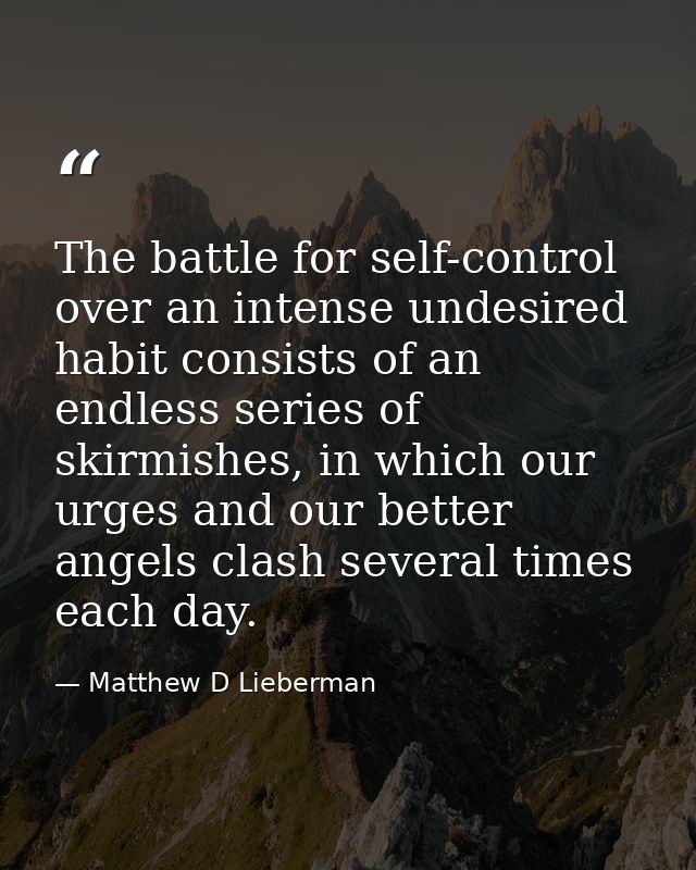 The battle for self-control over an intense undesired habit consists of an endless series of skirmishes, in which our ur — Matthew D Lieberman
