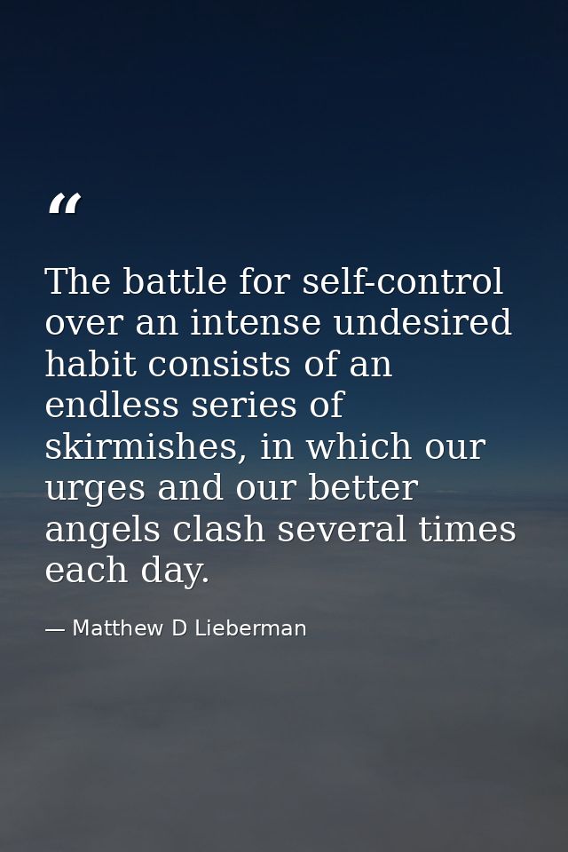 The battle for self-control over an intense undesired habit consists of an endless series of skirmishes, in which our ur — Matthew D Lieberman