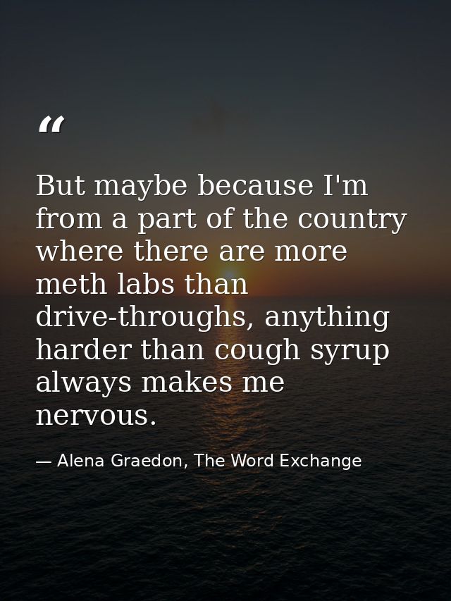 But maybe because I'm from a part of the country where there are more meth labs than drive-throughs, anything harder tha — Alena Graedon, The Word Exchange