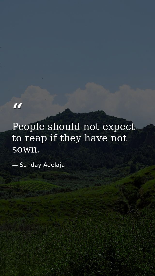 People should not expect to reap if they have not sown. — Sunday Adelaja