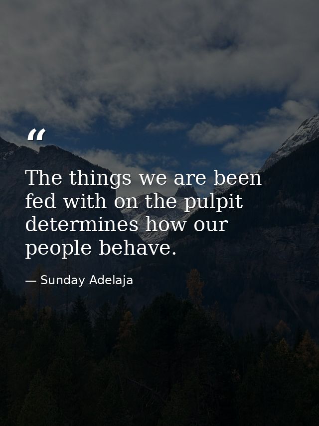 The things we are been fed with on the pulpit determines how our people behave. — Sunday Adelaja