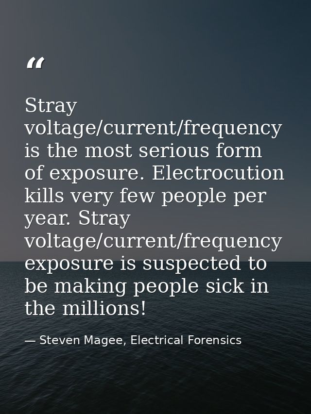 Stray voltage/current/frequency is the most serious form of exposure. Electrocution kills very few people per year. Stra — Steven Magee, Electrical Forensics