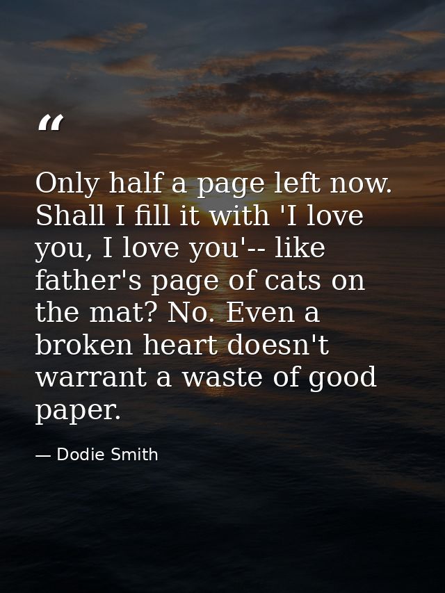 Only half a page left now. Shall I fill it with 'I love you, I love you'-- like father's page of cats on the mat? No. Ev — Dodie Smith