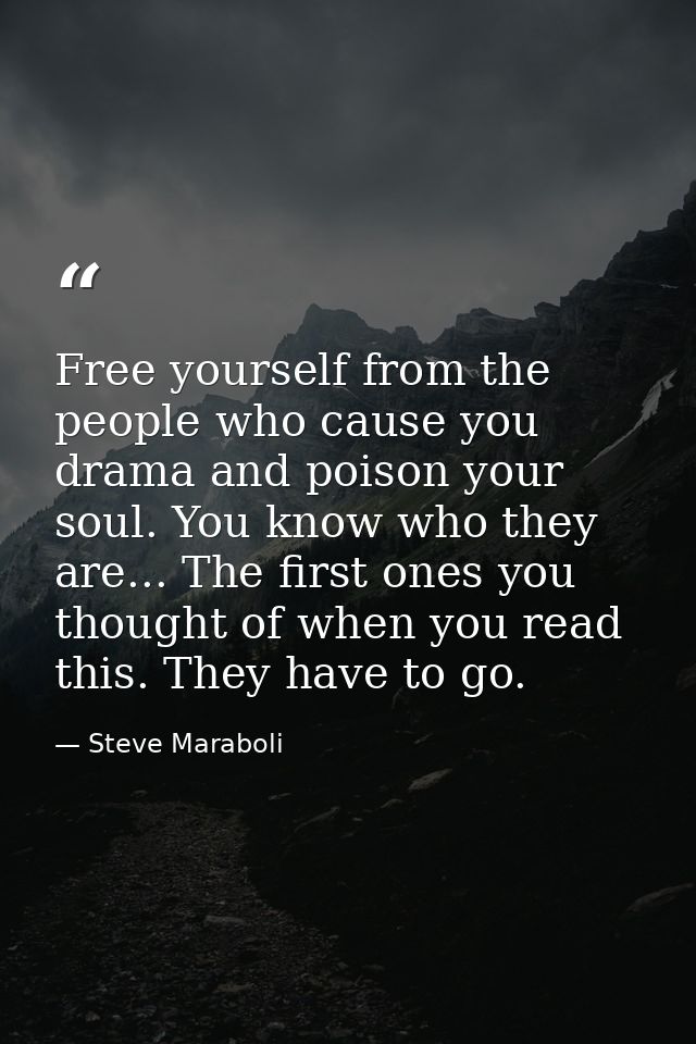 Free yourself from the people who cause you drama and poison your soul. You know who they are... The first ones you thou — Steve Maraboli