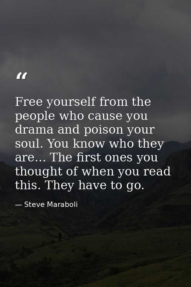 Free yourself from the people who cause you drama and poison your soul. You know who they are... The first ones you thou — Steve Maraboli