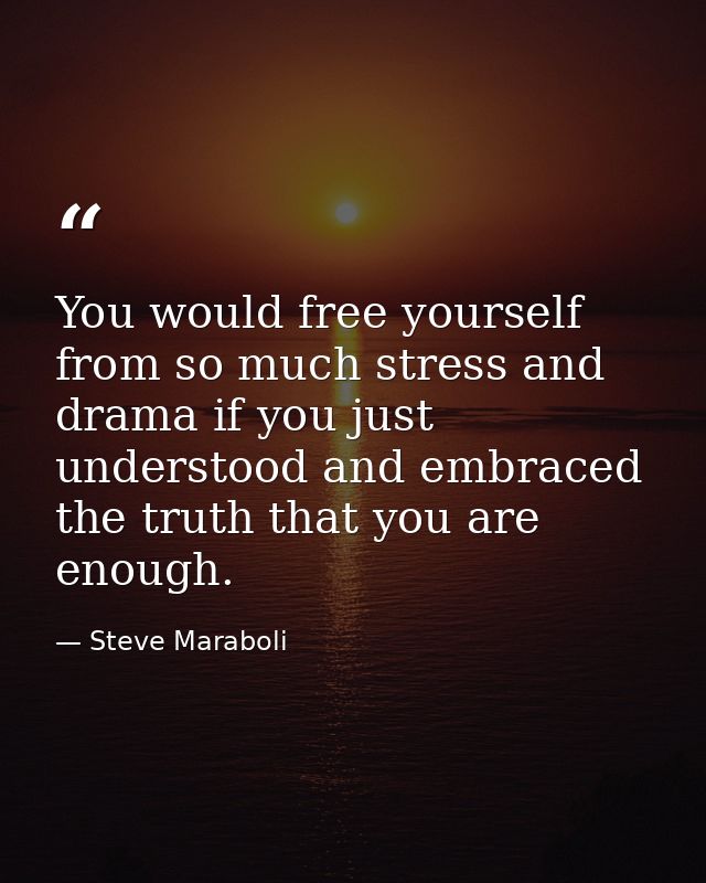 You would free yourself from so much stress and drama if you just understood and embraced the truth that you are enough. — Steve Maraboli