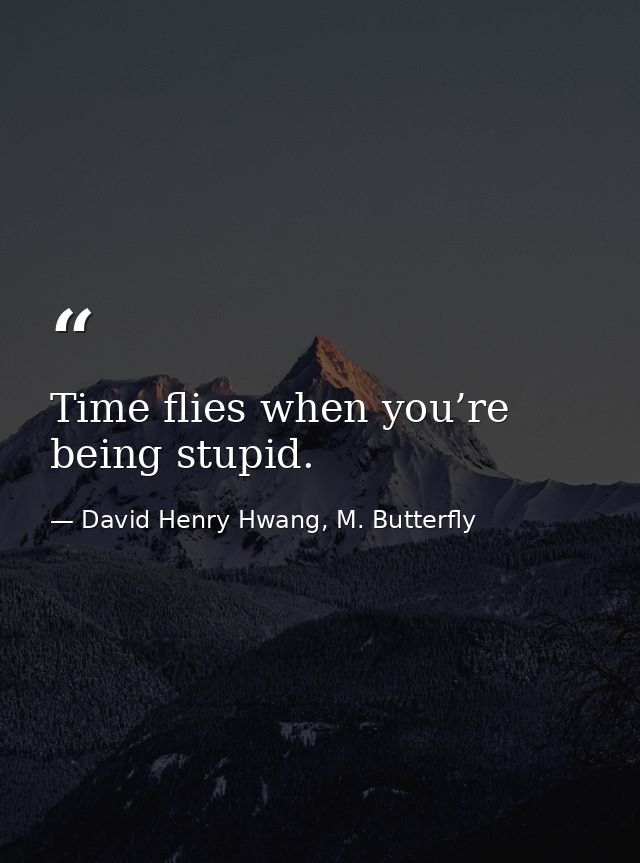Time flies when you’re being stupid. — David Henry Hwang, M. Butterfly
