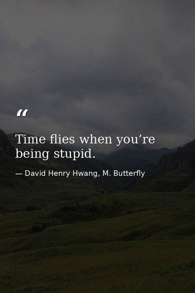 Time flies when you’re being stupid. — David Henry Hwang, M. Butterfly