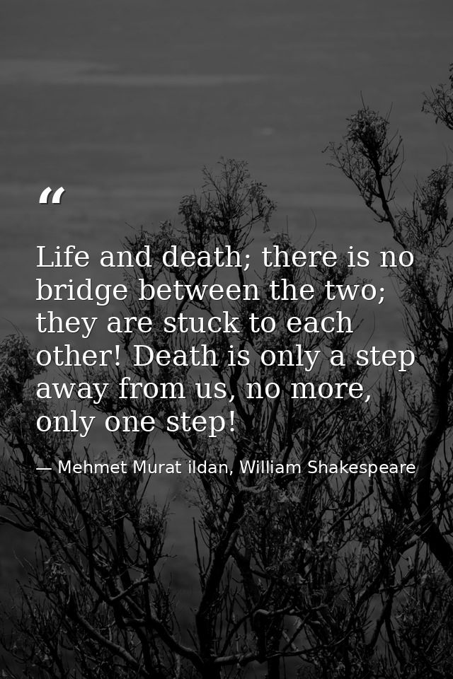 Life and death; there is no bridge between the two; they are stuck to each other! Death is only a step away from us, no  — Mehmet Murat ildan, William Shakespeare