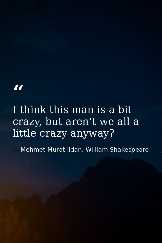 I think this man is a bit crazy, but aren’t we all a little crazy anyway? — Mehmet Murat ildan, William Shakespeare