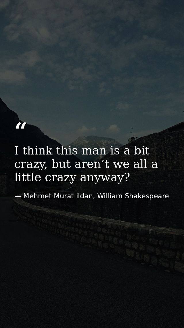 I think this man is a bit crazy, but aren’t we all a little crazy anyway? — Mehmet Murat ildan, William Shakespeare