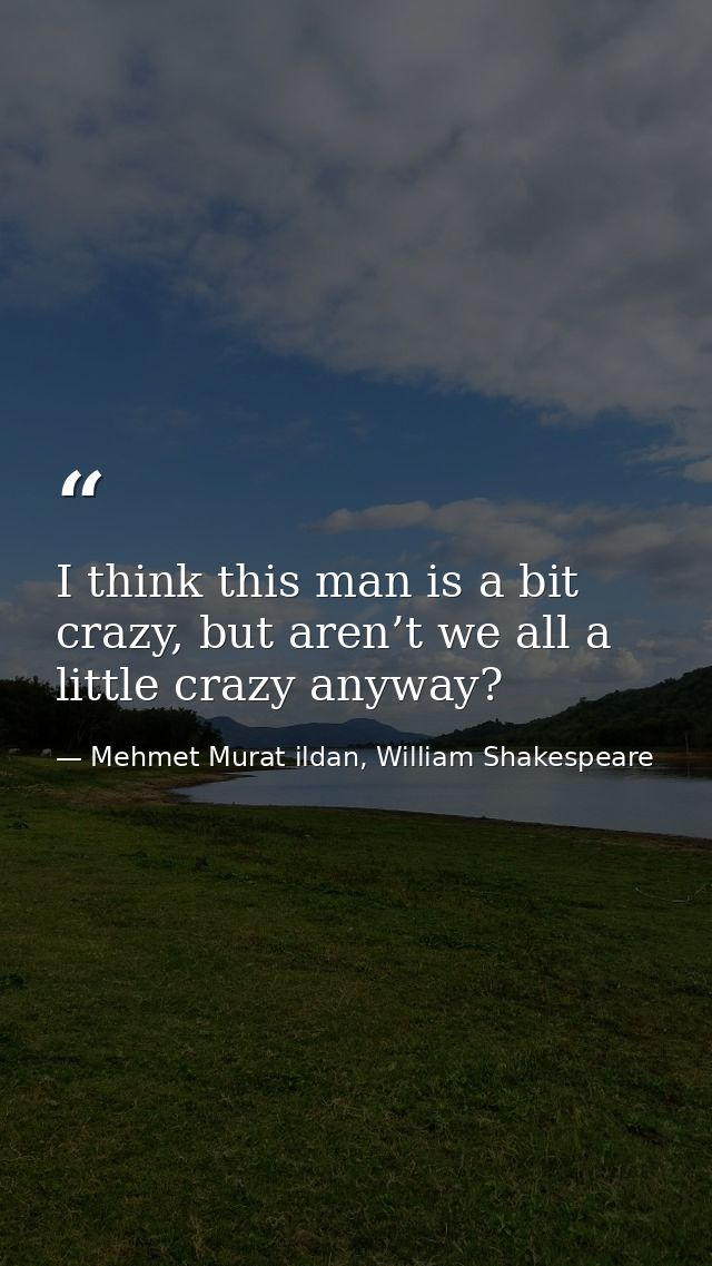 I think this man is a bit crazy, but aren’t we all a little crazy anyway? — Mehmet Murat ildan, William Shakespeare